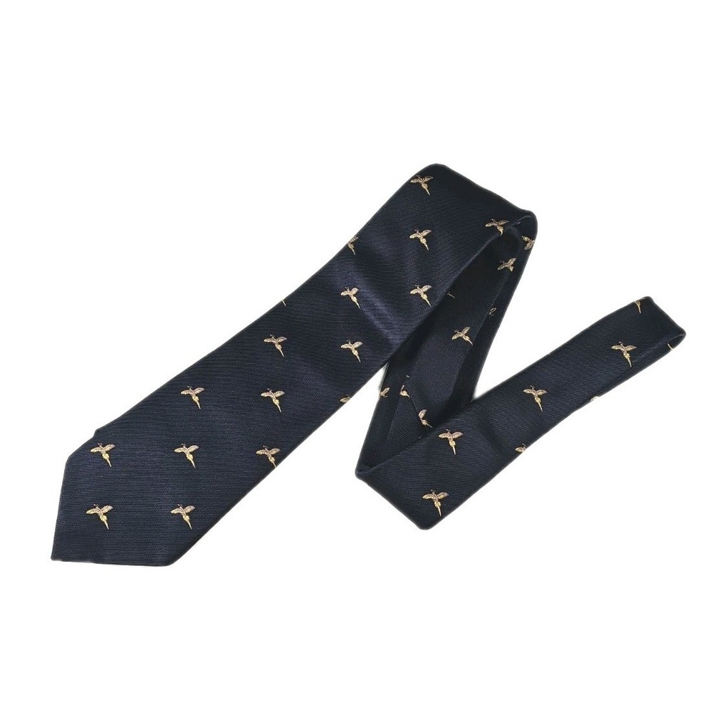 Vtg Chadwick Traditionals Embroidered Mallard Necktie, Navy Blue, Apprx 3" X 56"